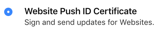developer portal select website push id certificate