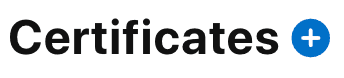 developer portal create certificate icon