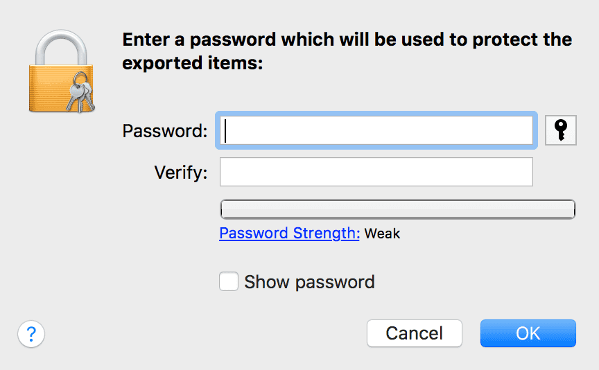developer portal export p12 password