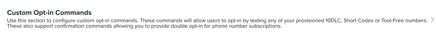 custom opt in commands section