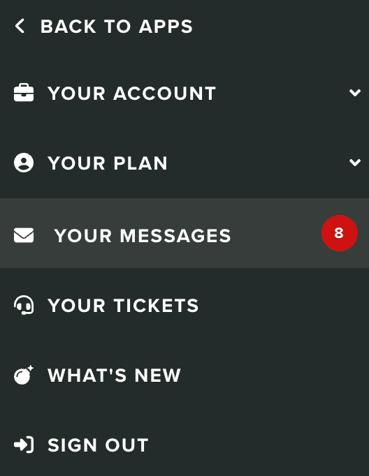 Quick Message Menu Your Messages | Account | Guides | Notificare Docs