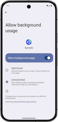 android sample battery unrestricted