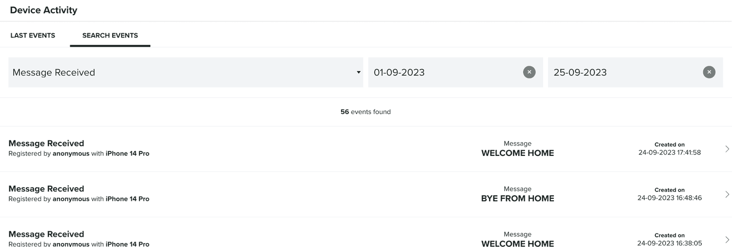 search events
