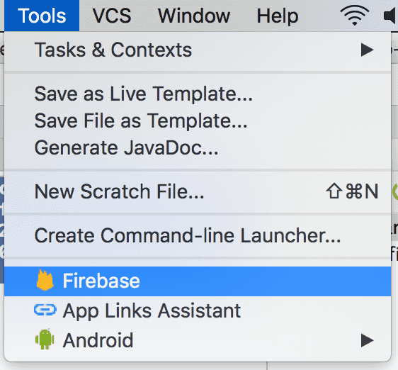 cordova android studio tools firebase