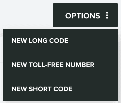 options menu sms numbers