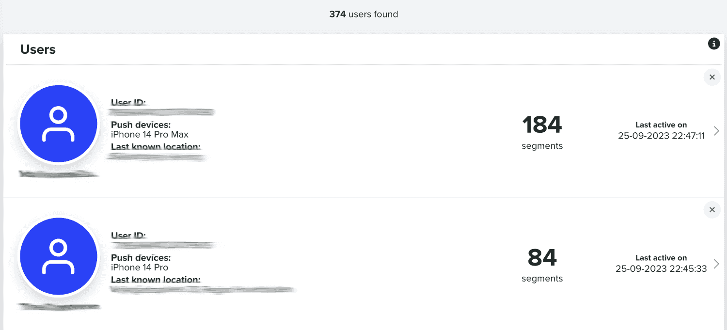 users in segment