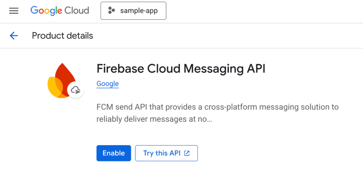 firebase cloud messaging enable api