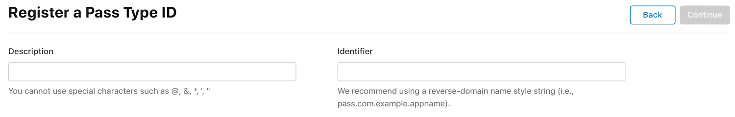 developer portal register pass type id