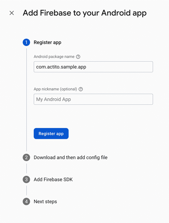 firebase register app