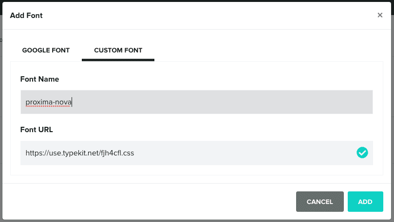 custom font modal