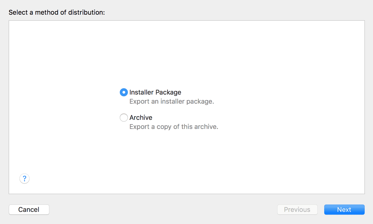 xcode organizer installer package